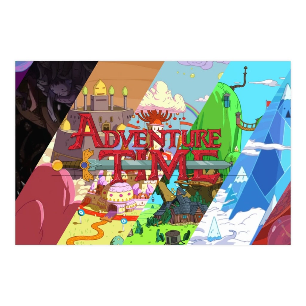 Adventure Time Locations Poster with Candy Kingdom & Treehouse | Minimalist Tv Series Poster | Custom Poster | Wall Art Print | Home Decor
