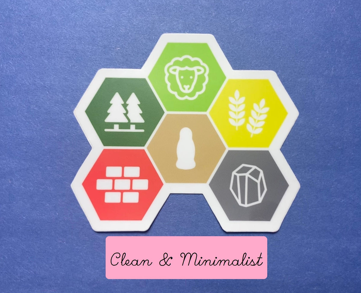 Catan Sticker Settlers of Catan Resources Simple and Clean Sticker! Vinyl Sticker, L ...