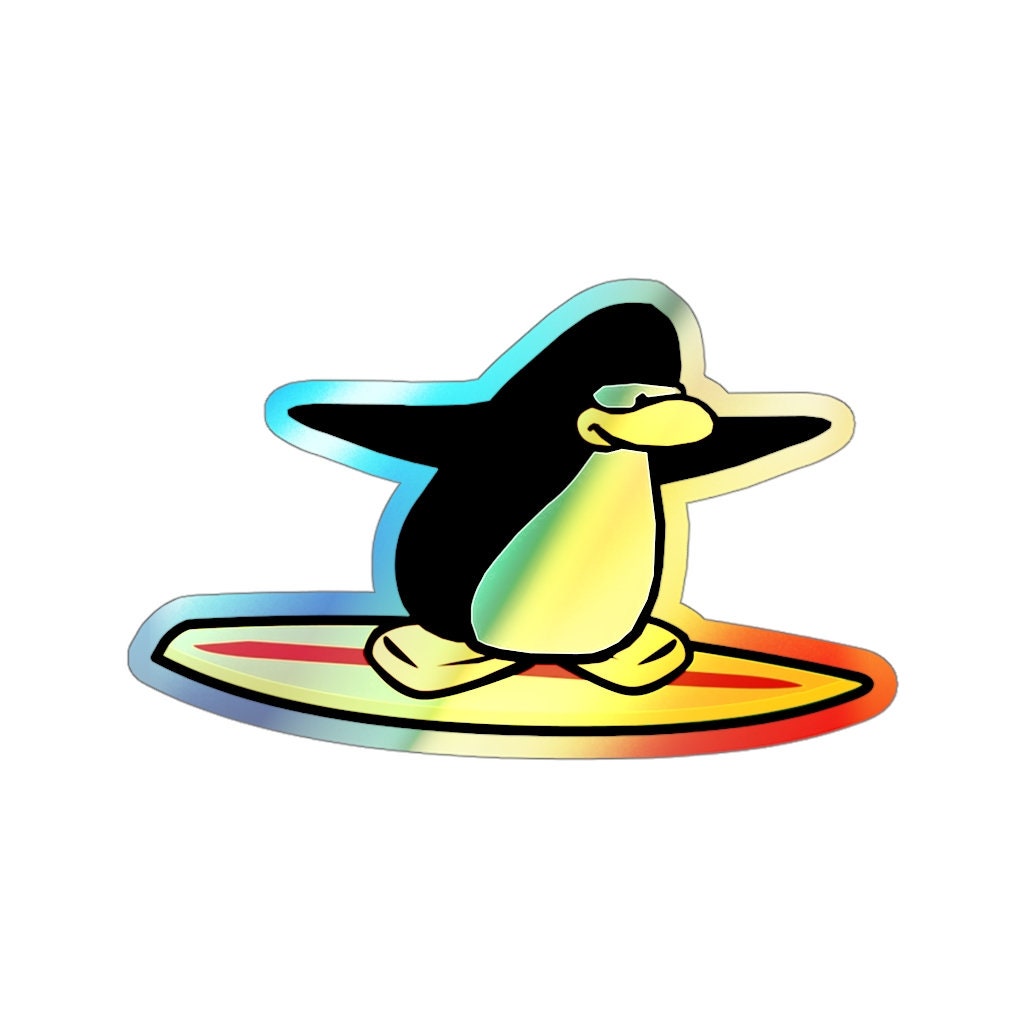 Club Penguin Holographic Surfing Sticker