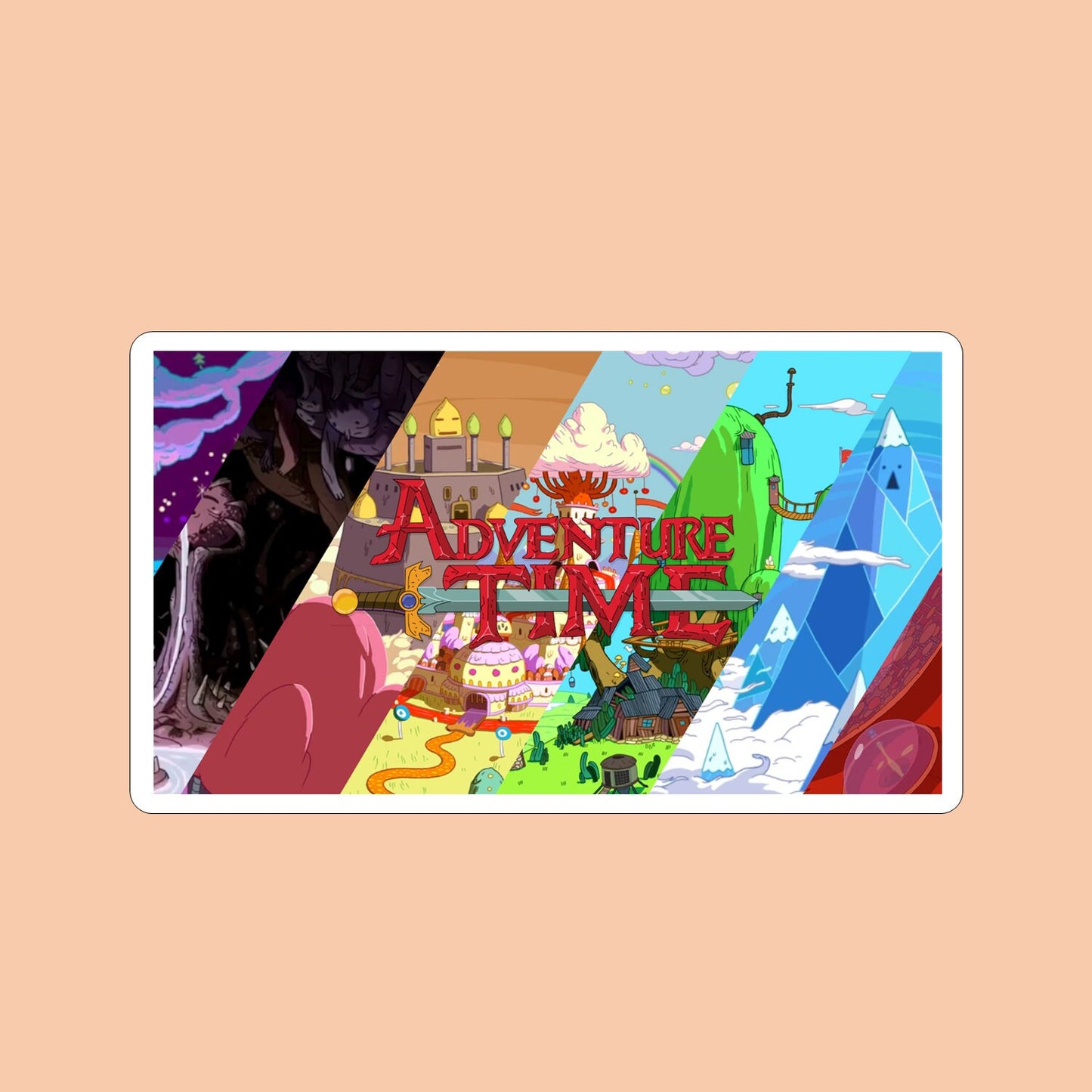 Adventure Time Locations Sticker with Candy Kingdom & Treehouse | Minimalist Tv Series Sticker | Laptop Stickers | Cartoon Stickers